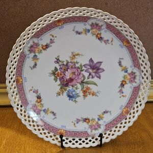 Schumann Bavaria Floral Pierced Reticulated Lattice Edge Plate
